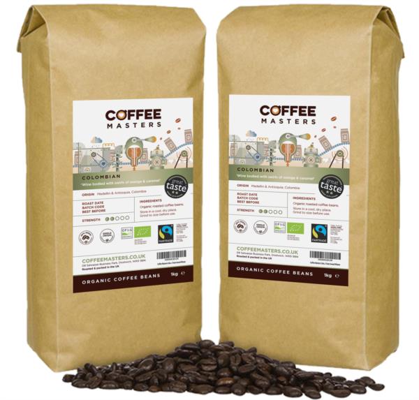 Coffee Masters - Colombian Organic Fairtrade Coffee Beans (2x1kg) photo 1