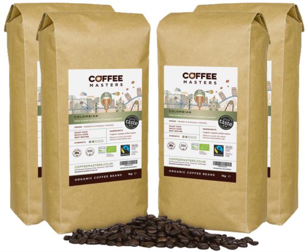 Coffee Masters - Colombian Organic Fairtrade Coffee Beans (4x1kg) photo 1
