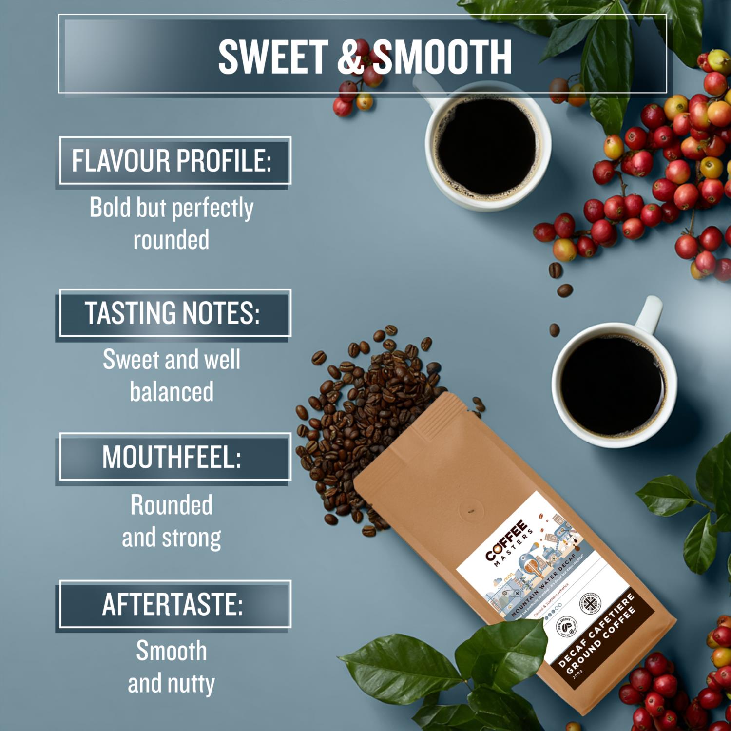 Coffee Masters - Mountain Water Decaf - Cafetiere Ground Coffee photo 2