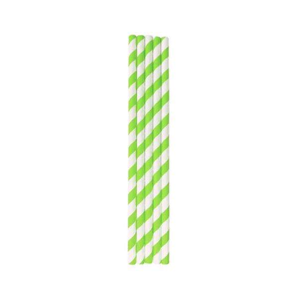 Paper Straws - Lime Green & White 8mm (250)